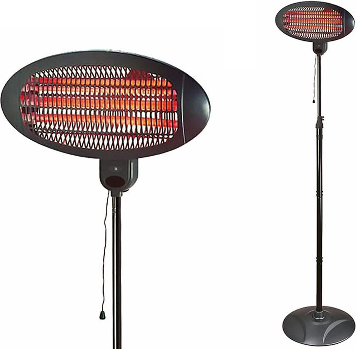 Lentz Terrasverwarmer 1 serie met onderstel - 2000W - Staand - 3 Standen - 2m - Zwart